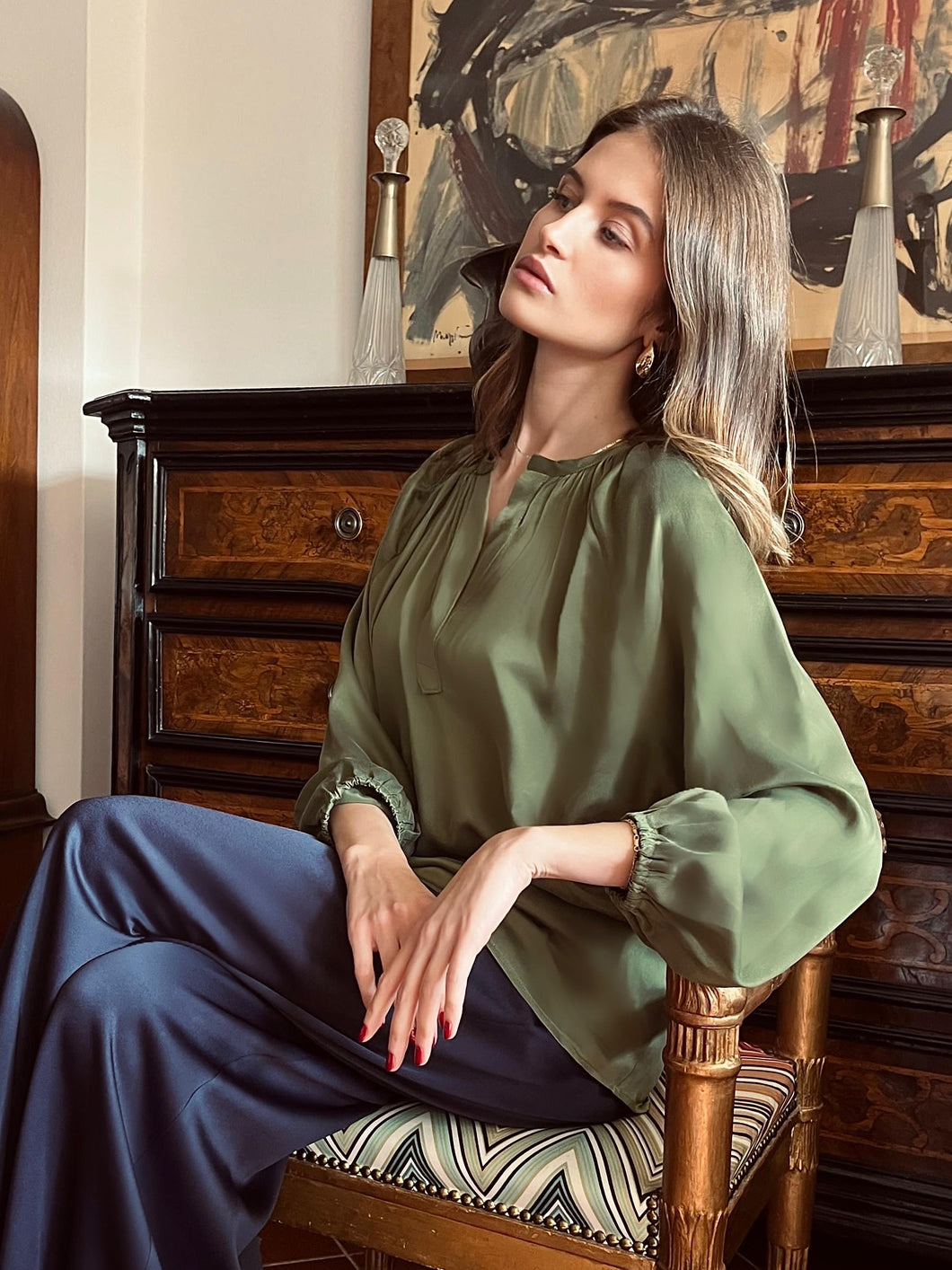 Chiara Sand washed silk shirt
