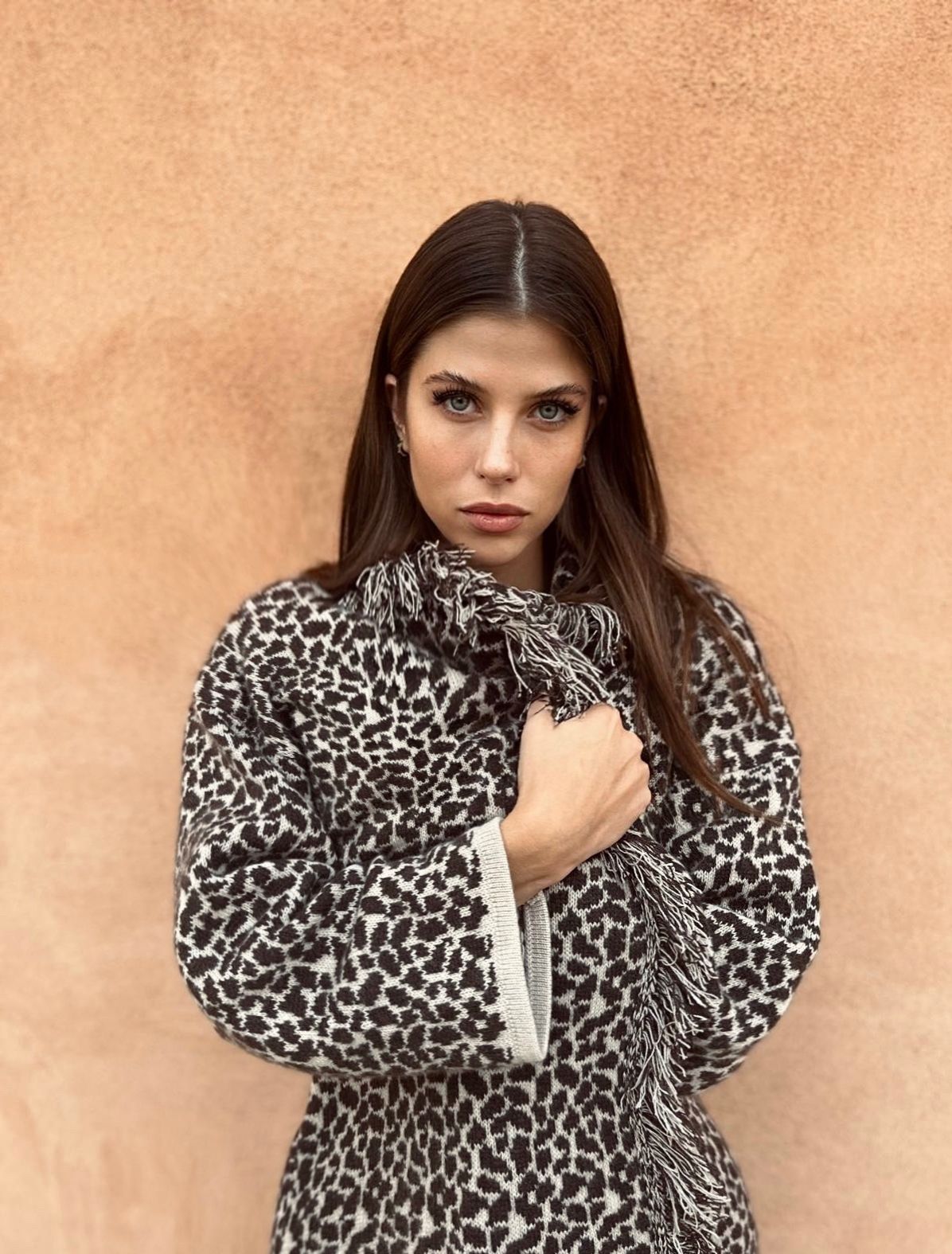 Jacquard jacket with fringes - animalier