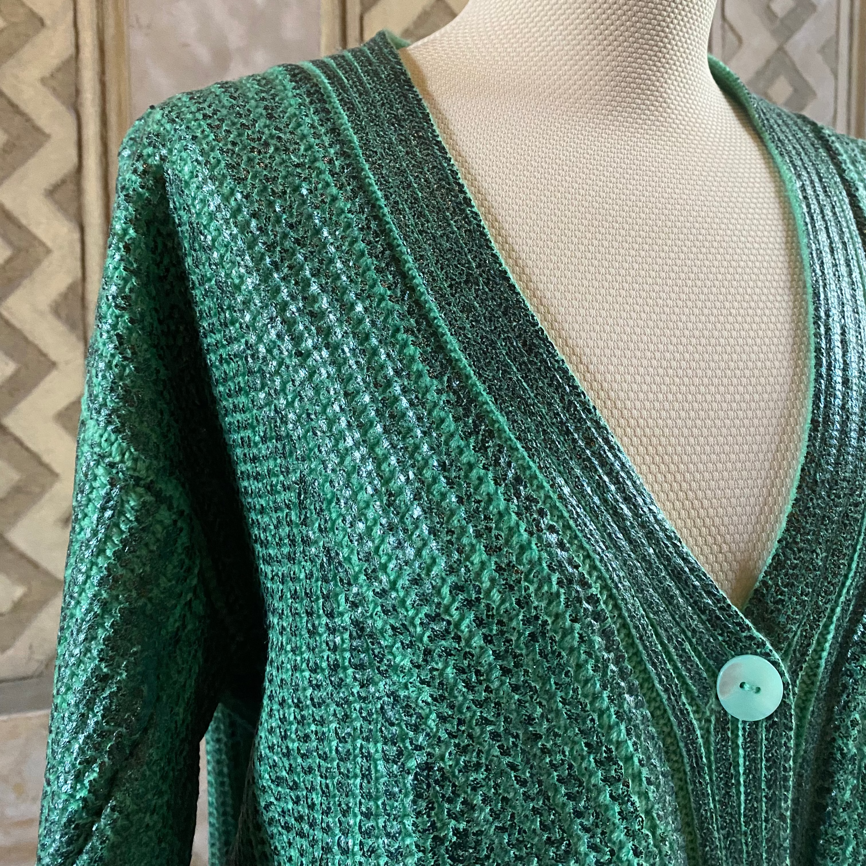 Cardigan balloon sleeves - metallic coated