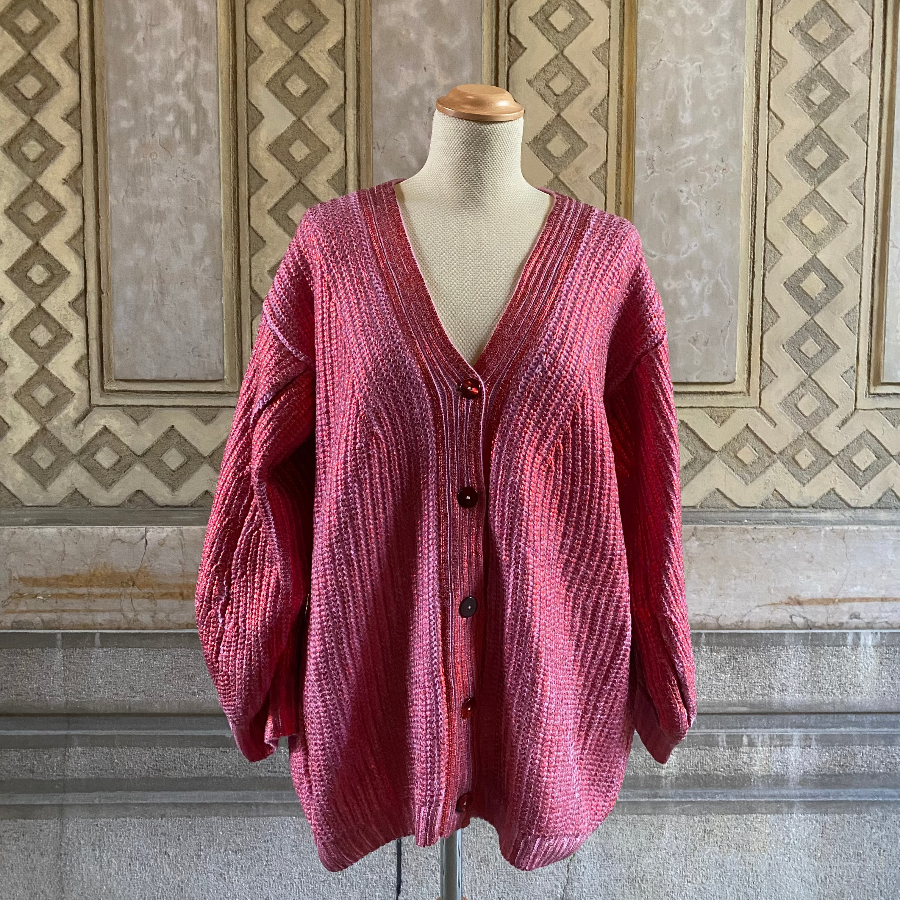 Cardigan balloon sleeves - metallic coated