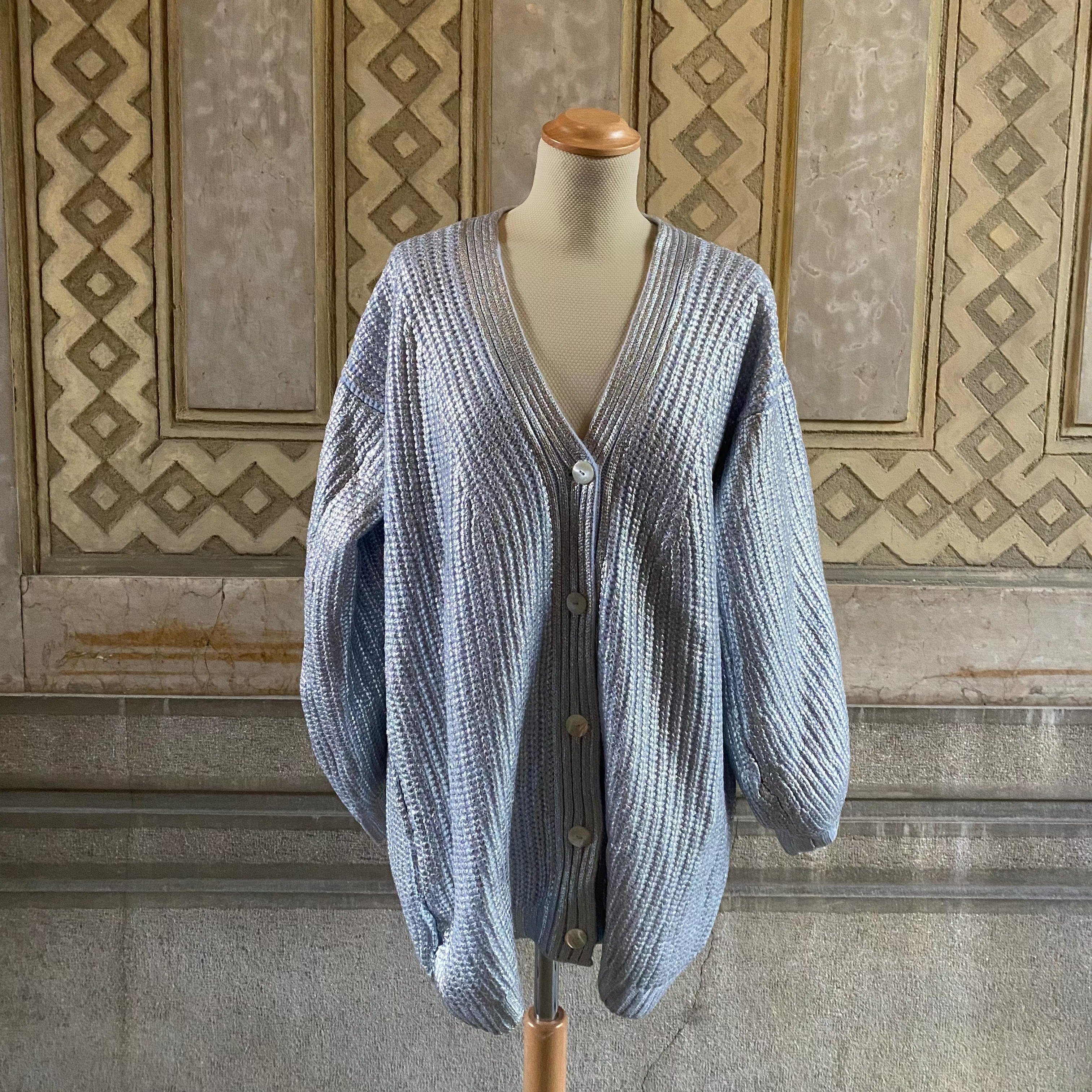 Cardigan balloon sleeves - metallic coated