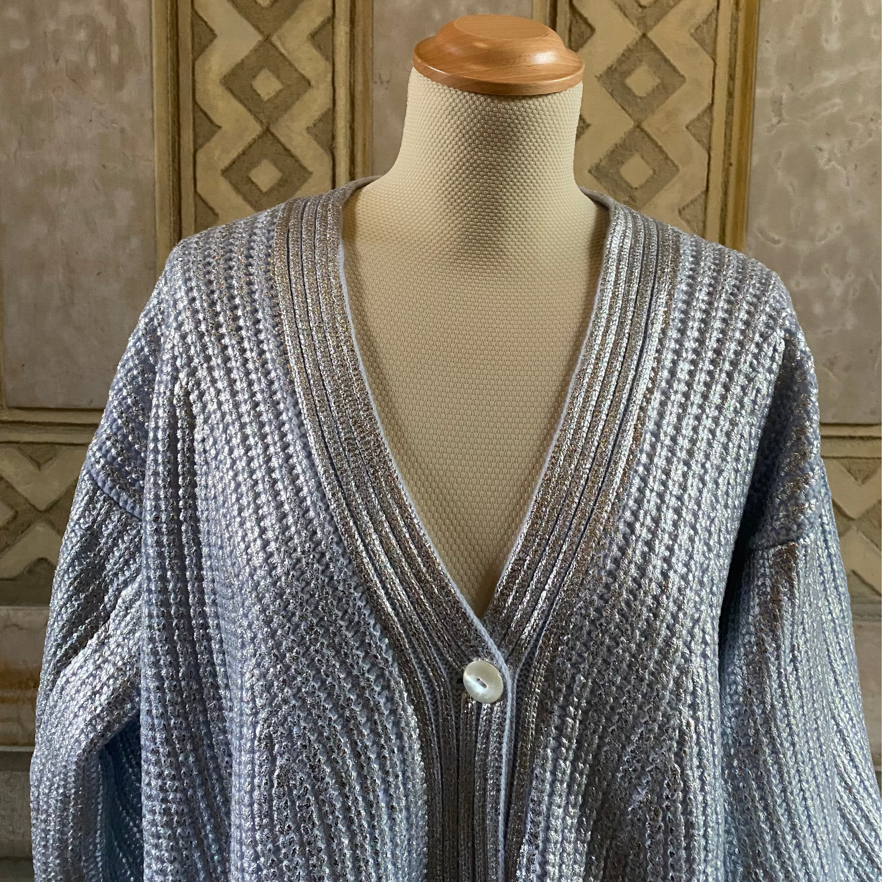 Cardigan balloon sleeves - metallic coated