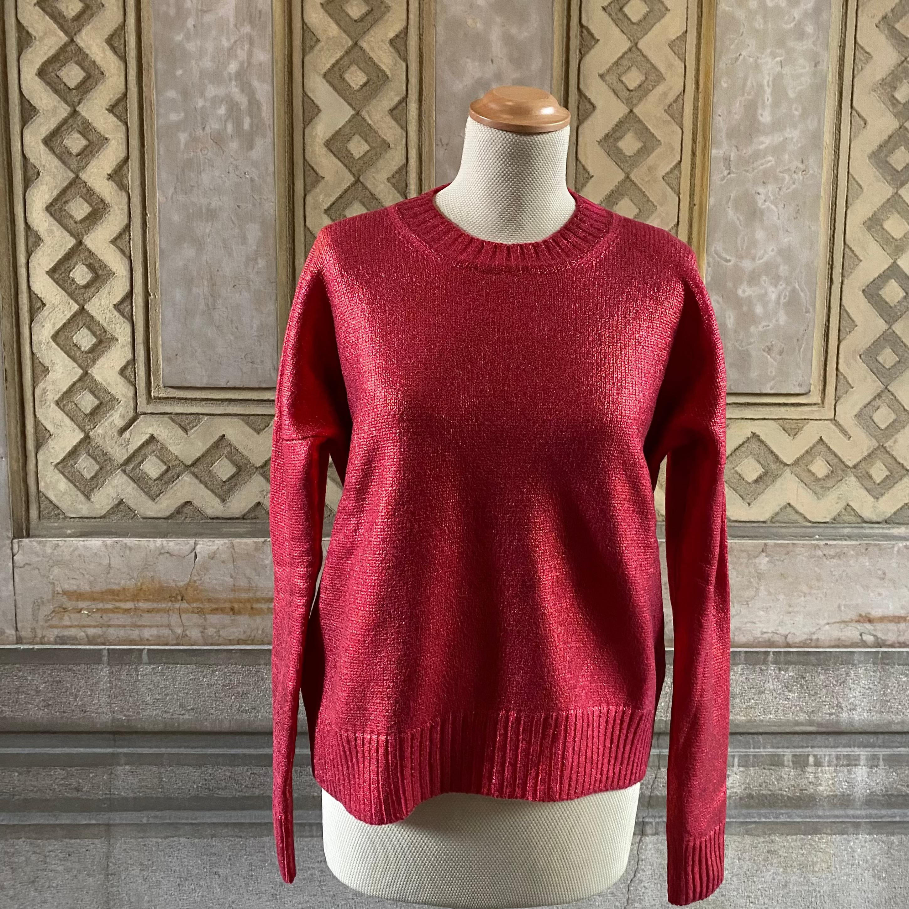 Crew neck crop - metallic coated