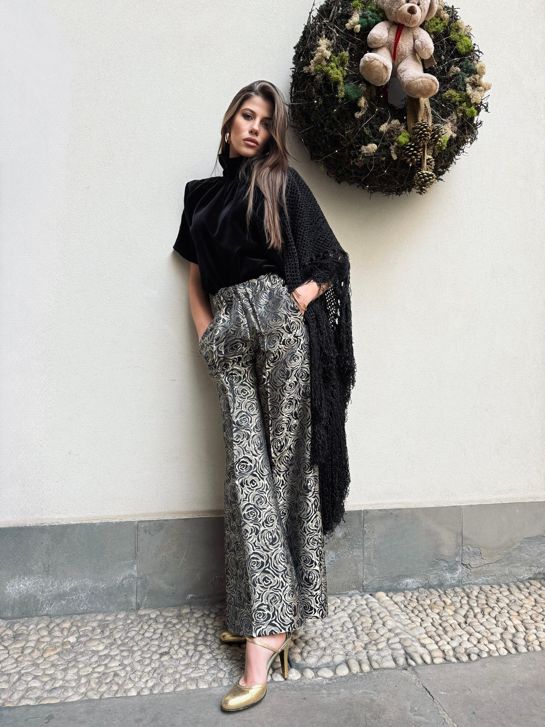Brocade cuffed trousers