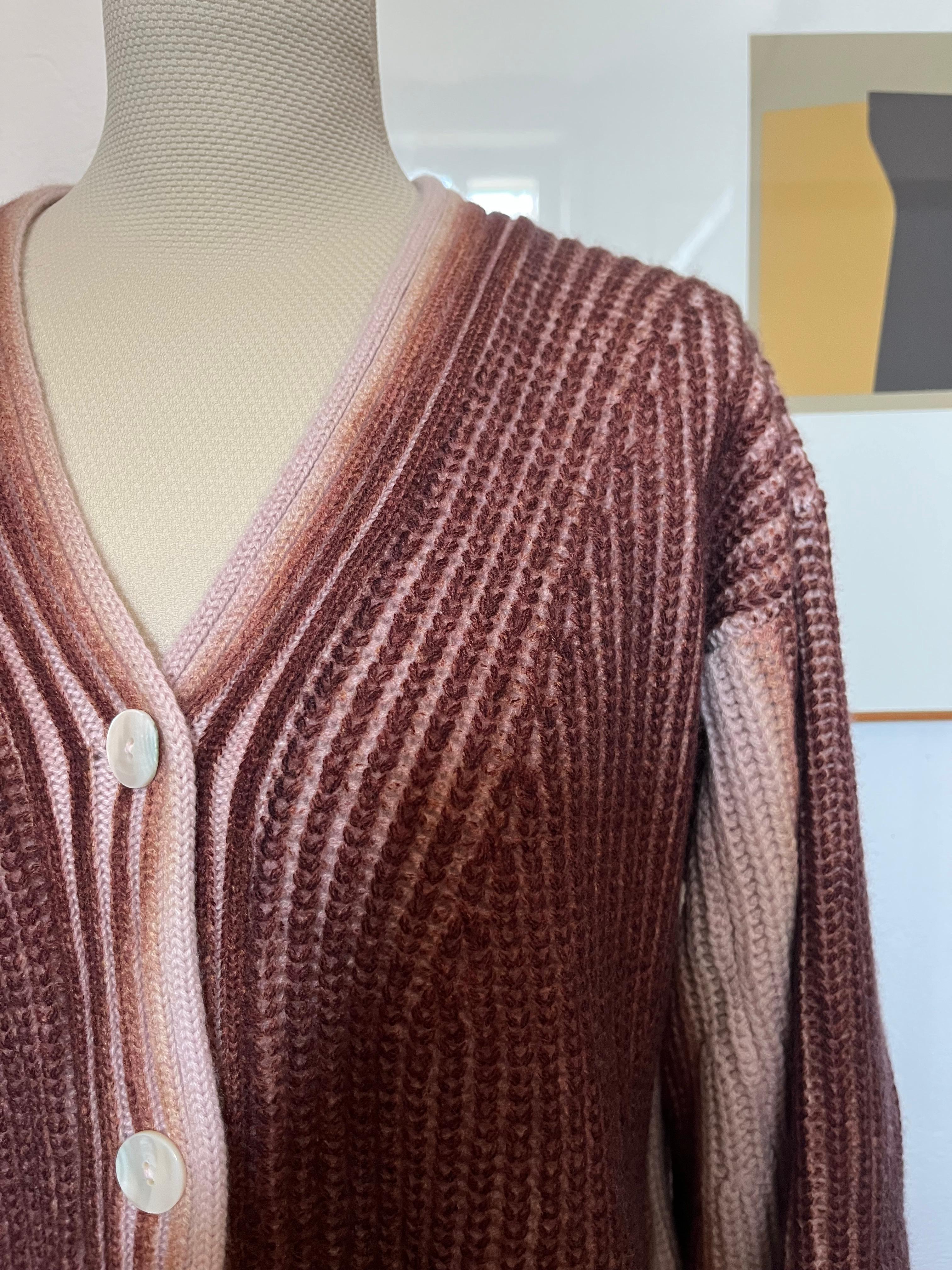 Cardigan Ballon Sleeves - baby pink/aubergine