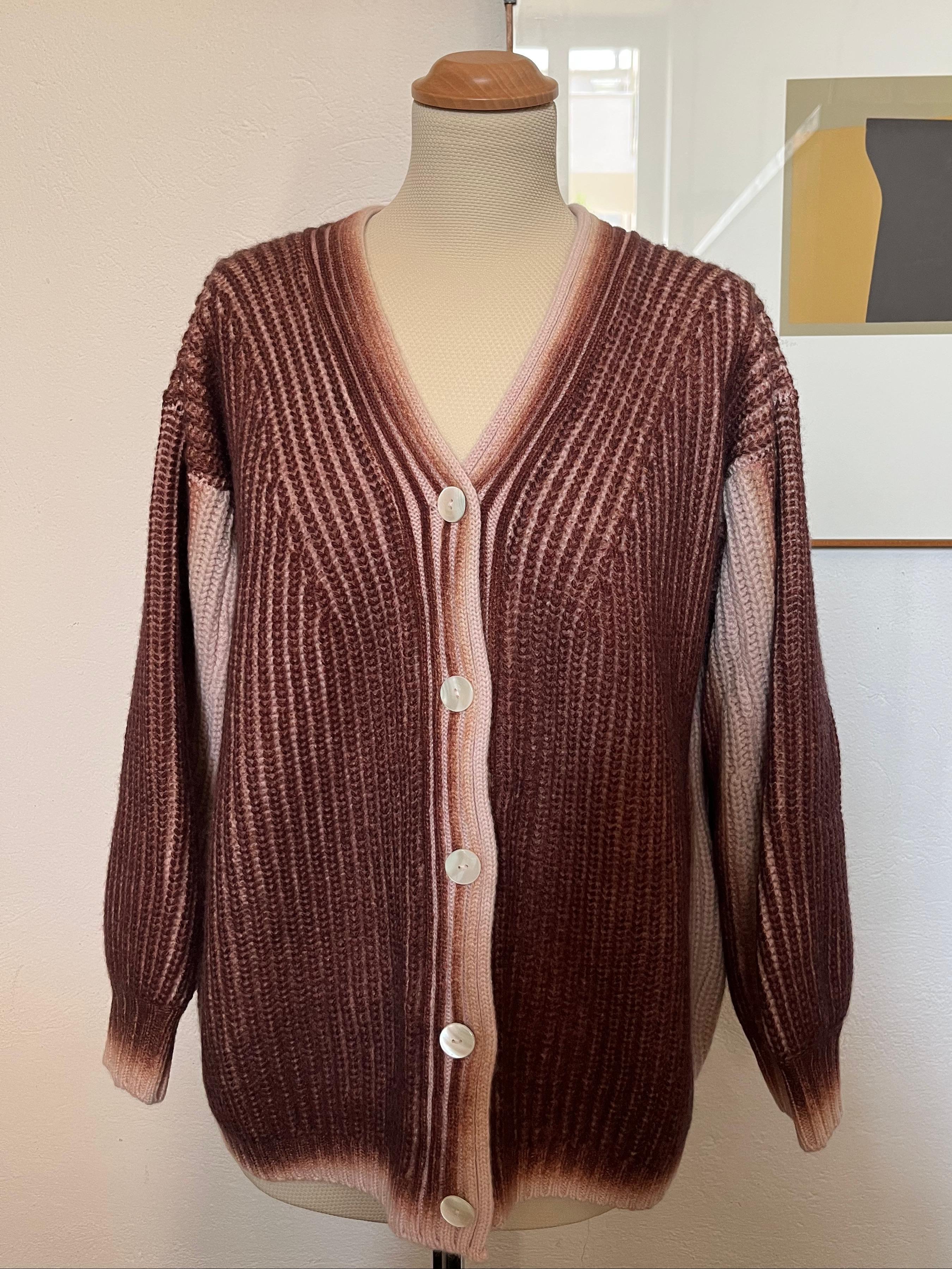 Cardigan Ballon Sleeves - baby pink/aubergine