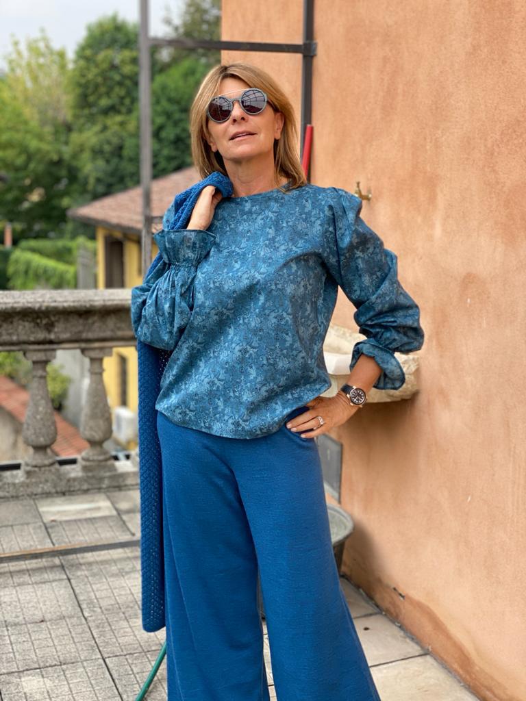 Blue palazzo trousers sale