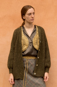 Cardigan Balloon Sleeves Lamé